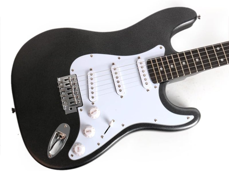 demusea DST-30 Full Size Electric Guitar Beginner Starter Practice With Gig bag And Strap (DST-30, Metallic Black) - Image 3